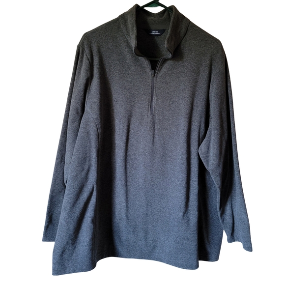 Lands' End Tops - Womens Plus Fleece Lands' End Charcoal Quarter-Zip Fleece Sz 2X